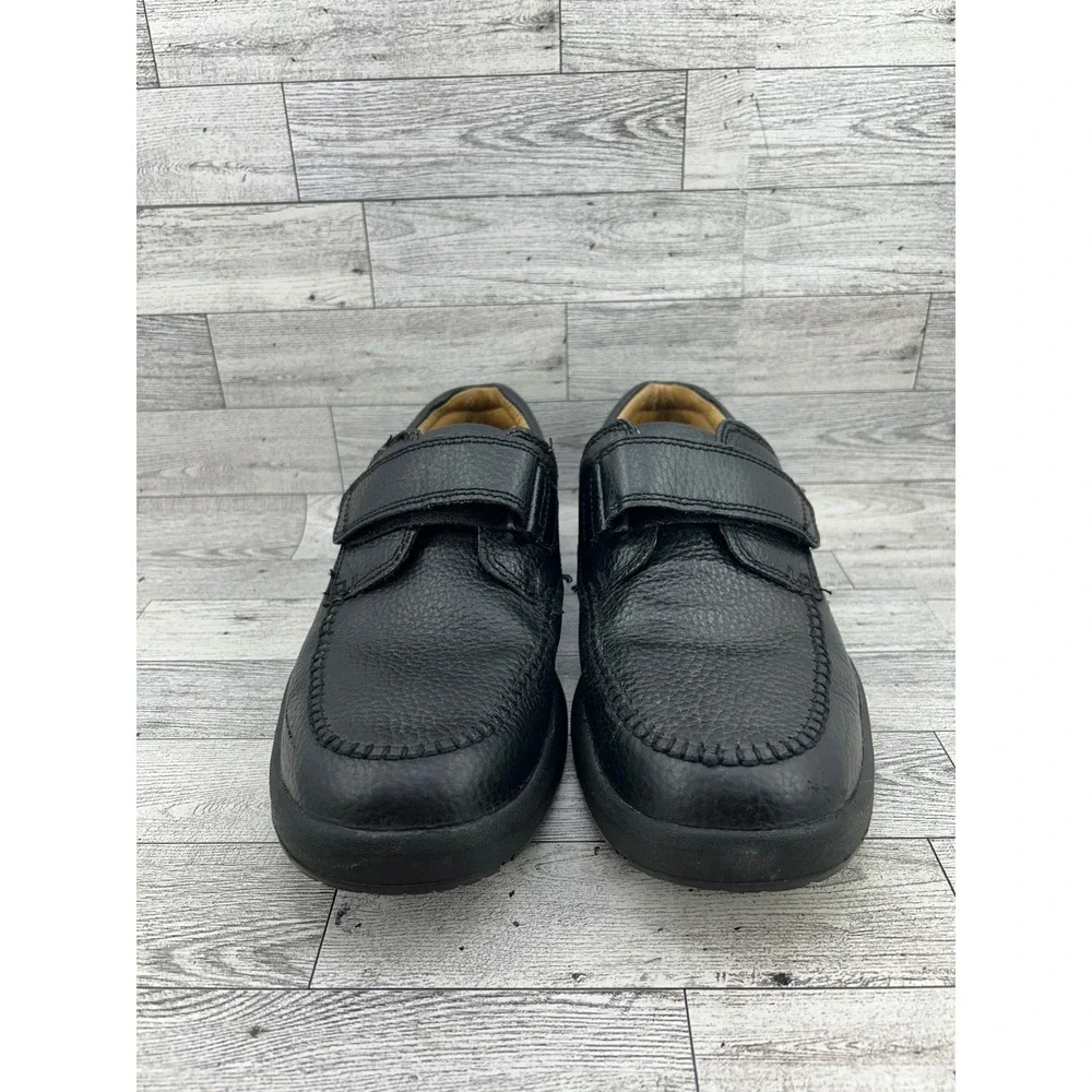 Dr. Comfort Scott Men 9.5 M Black Leather Orthopedic Hook Loop Strap Shoes 9210